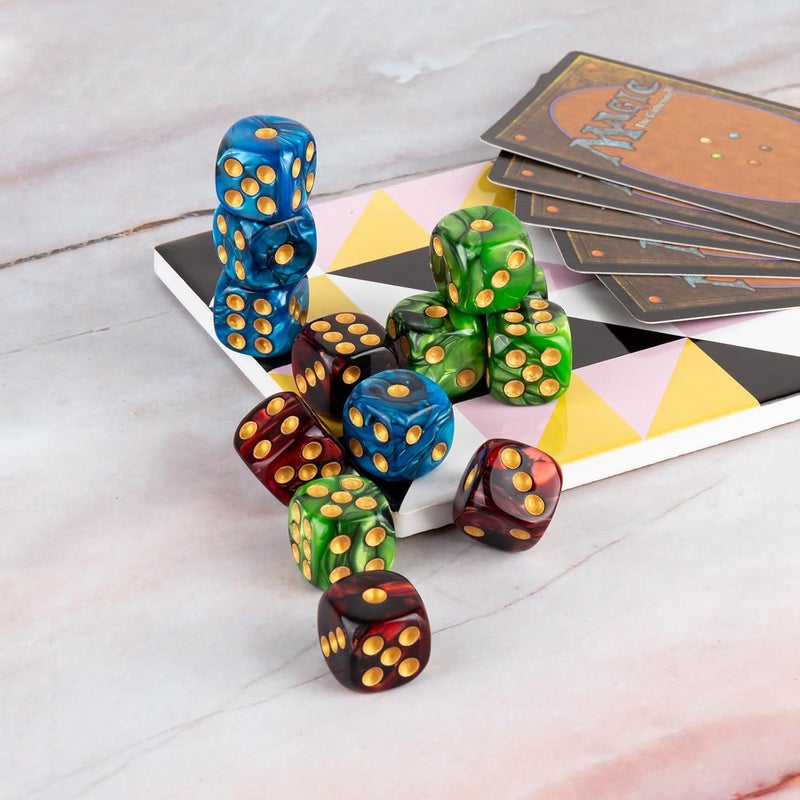 LAMJAM 36 Pieces 16mm Marble D6 Dice 6 Sided Dice Set Round Corner Board Game Dice for MTG DND Tenzi Farkle Yahtzee Bunco or Math Learning - Image 5